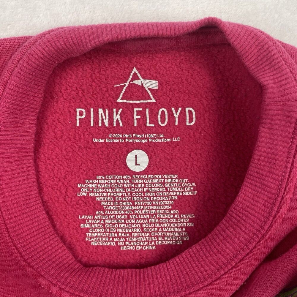 Pink Floyd Graphic Sweater Womens Large Juniors Pink Sweatshirt Pullover Casual - Picture 6 of 6